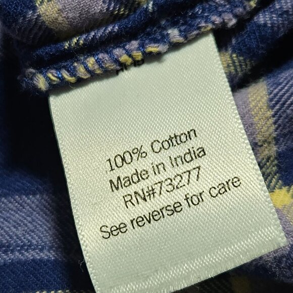 SO Plaid Button Up Shirt Womens Size Small Purple Blue 100% Cotton Long Sleeve - Picture 5 of 6